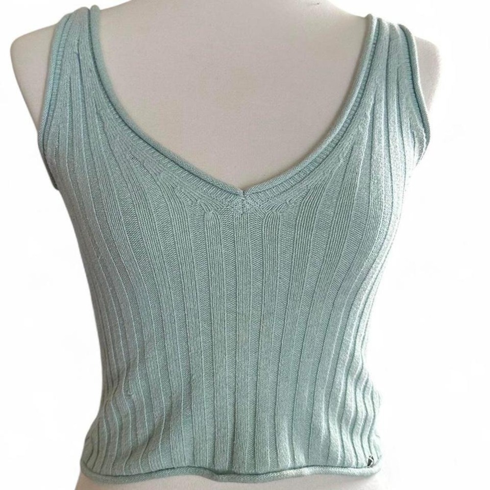 y2k GUESS mint green knit tank top
